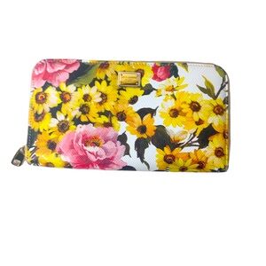 EUC DOLCE & GABBANA Dauphine Floral Print Long Zippered Wallet